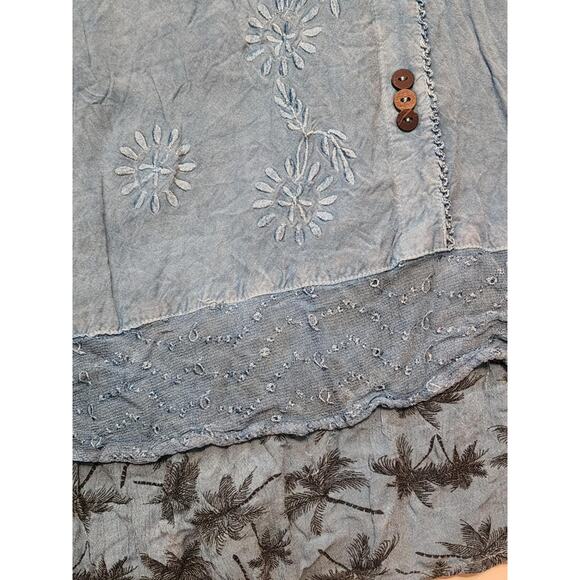 Raya Sun Chambray Swing Dress, Floral Embroidered, XL - Picture 2 of 6